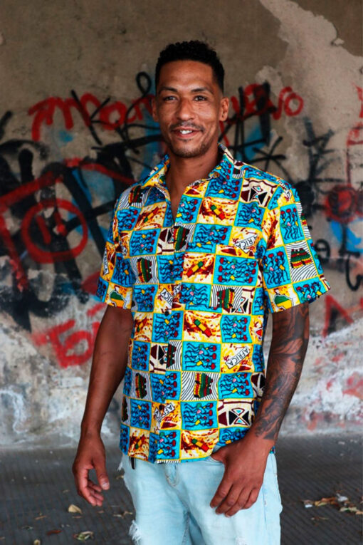 chemise africaine à Barcelone, chemise imprimée 100% coton chemise wax