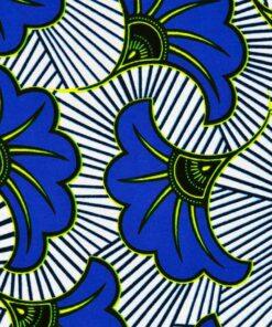 The 100% cotton wax fabric is highly valued in the fashion world for its beauty and quality.