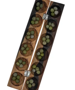 African Awalé Engraved Crocodile Game with board, 48 seeds and instructions.
