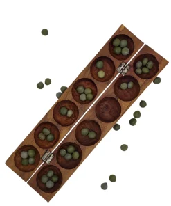 African Awalé Crocodile Game with board, 48 seeds and instructions.