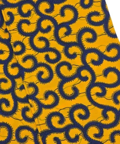 Pañuelo Africano Espirales Doradas de algodón con estampado en espiral