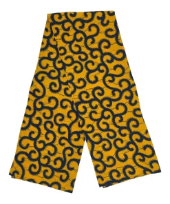Pañuelo Africano Espirales Doradas de algodón con estampado en espiral