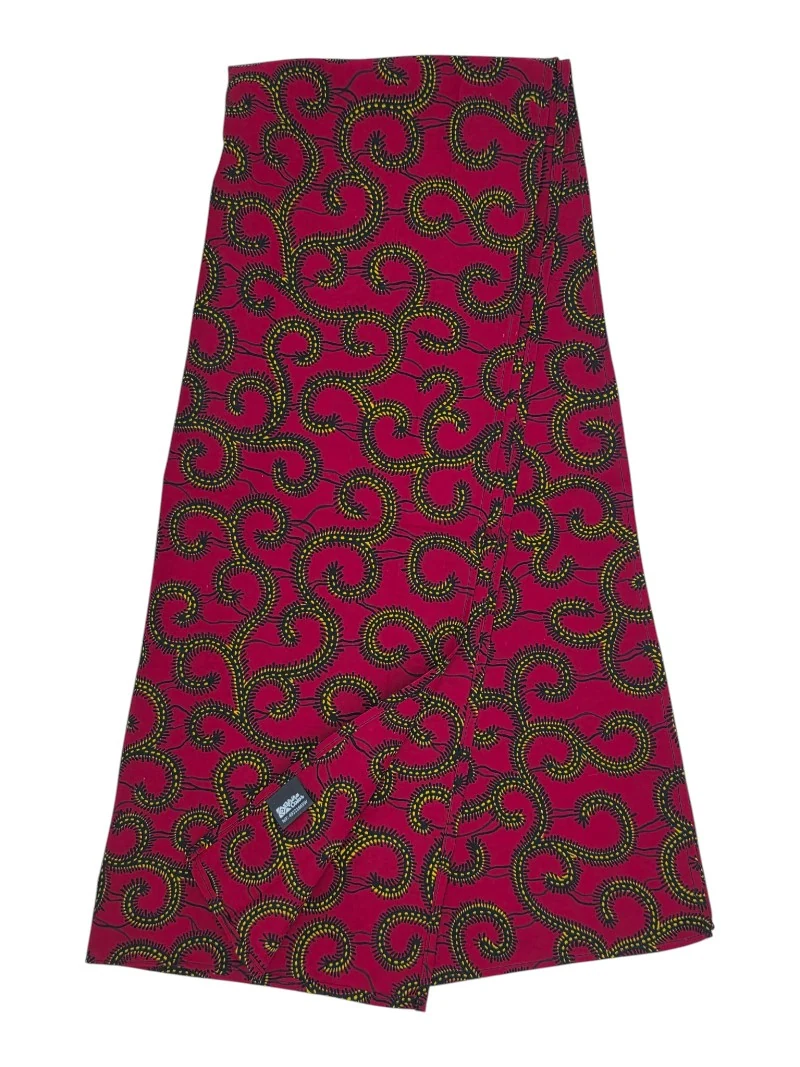 Pañuelo Africano Lianas Carmesí Pañuelo Africano Lianas Carmesí de algodón con estampado botánico multicolor