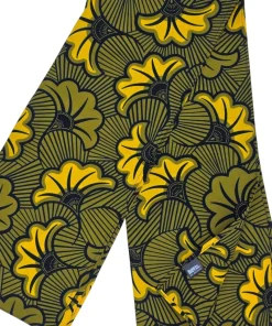 African Scarf Olive Savanna in cotton with a multicoloured print