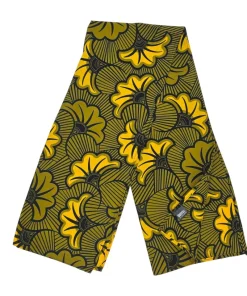 African Scarf Olive Savanna in cotton with a multicoloured print