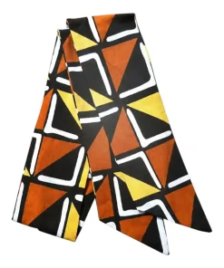 Mouldable Ochre Mosaic Turban made from African wax fabric.