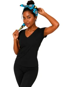 Turquoise Poppy Wire Turban made from African wax fabric.
