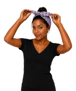 Lavender Diamonds Wire Turban made from African wax fabric.
