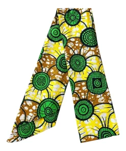 Solar Emerald Wire Turban made from African wax fabric.