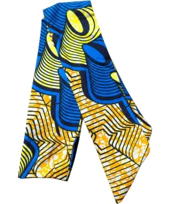 Golden Orbit Wire Turban made from African wax fabric.