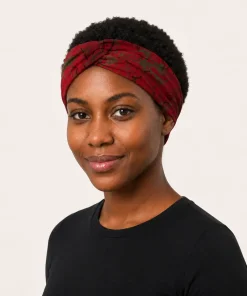 Crimson Forest Turban Headband in printed cotton fabric