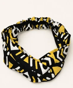 Solar Ebony Turban Headband in printed cotton fabric