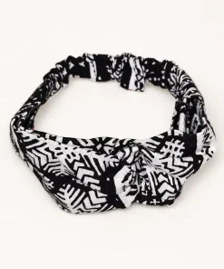 Ebony and Ivory Turban Headband in printed cotton fabric