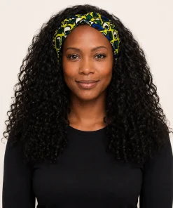 Solar Emerald Turban Headband in printed cotton fabric