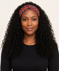 Coral Stars Turban Headband in printed cotton fabric