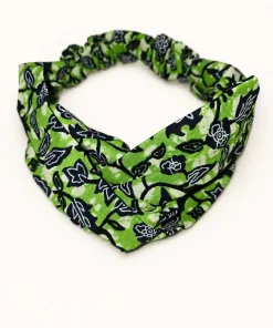Emerald Garden Turban Headband in printed cotton fabric