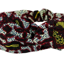 Turbante Diadema Jardín de Burdeos en tela de algodón estampada