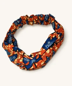 Terracotta Garden Turban Headband in printed cotton fabric