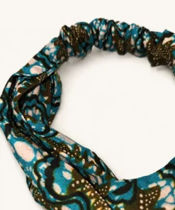 Cocoa Lagoon Turban Headband in printed cotton fabric