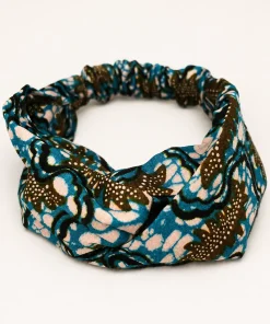 Cocoa Lagoon Turban Headband in printed cotton fabric