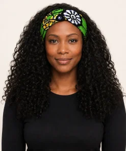 Emerald Savannah Turban Headband in printed cotton fabric