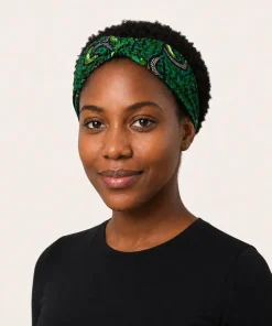 Jade Jungle Turban Headband in printed cotton fabric
