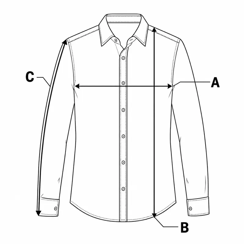 Measurement guide for a men’s long-sleeve shirt