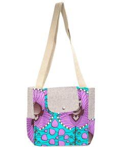 Handcrafted Turquoise and Purple African Wax Print Bag ⭐