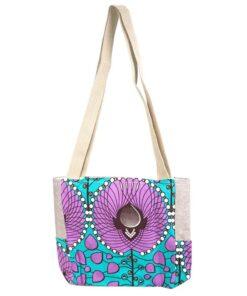 Handcrafted Turquoise and Purple African Wax Print Bag ⭐