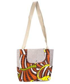Artisan African wax bag in brown earth tones<br>