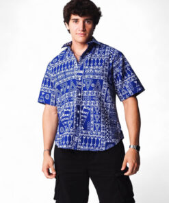 CKGODGF Camisa De Verano Para Hombre Con Estampado étnico Africano, Elegante Camisa Hawaiana De Manga Corta Con Botones Para Playa Y Vacaciones, Negro, S