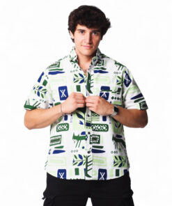 Camisa africana estampada tribal moderno en algodón con diseño étnico colorido