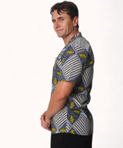 Camisa africana estampada étnico diamante en algodón con patrón geométrico tribal