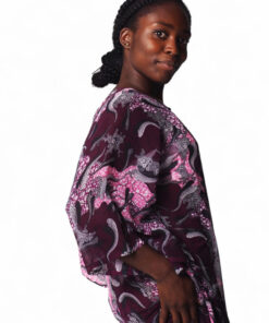 Palazo africano wax print lila en tela satinada fluida y brillante.