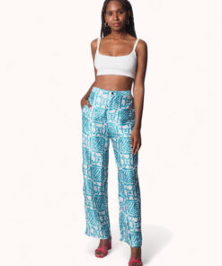 Pantalón batik turquesa con estampado artesanal africano