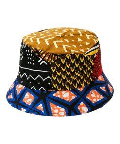 Tribal Geometry Hat with African geometric patterns and modern Afro style.