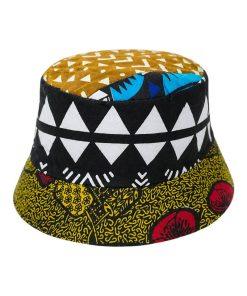 Tribal Geometry Hat with African geometric patterns and modern Afro style.