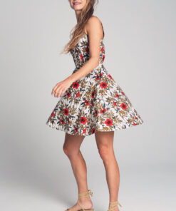 Robe longue africaine en tissu wax à imprimé géométrique